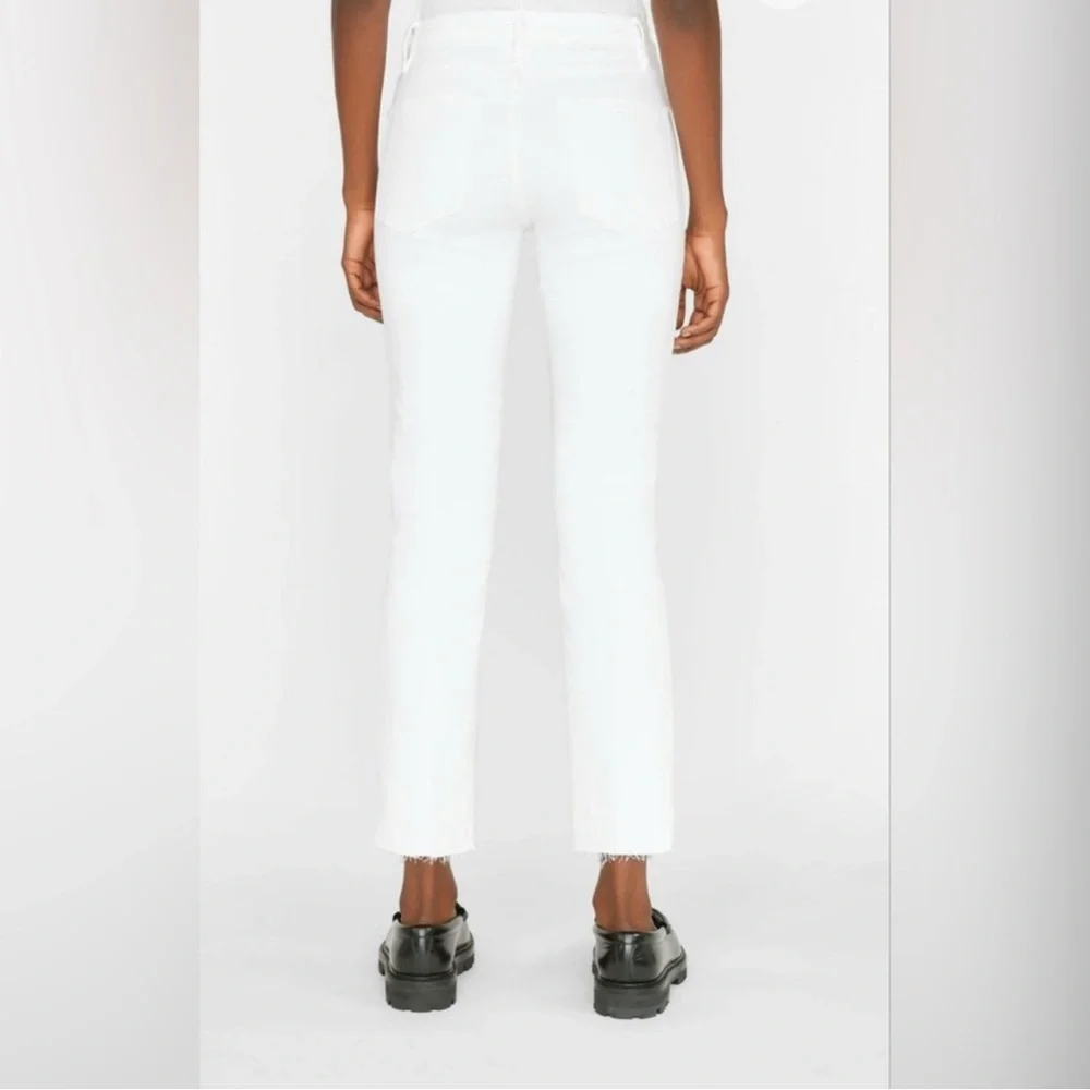 NWT Frame Denim Le High Straight Cascade Raw Hem Jeans White Sz 25‎ $248